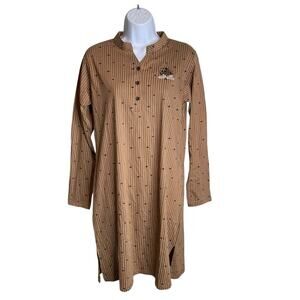 Sukanya Women's Brown Striped Embroidered‎ Kurti Tunic Dress Size L Lagenlook